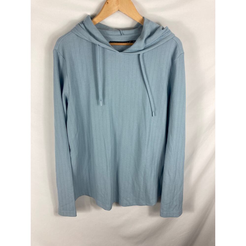 Edgar + Ash Blue Ribbed Hoodie Size Large